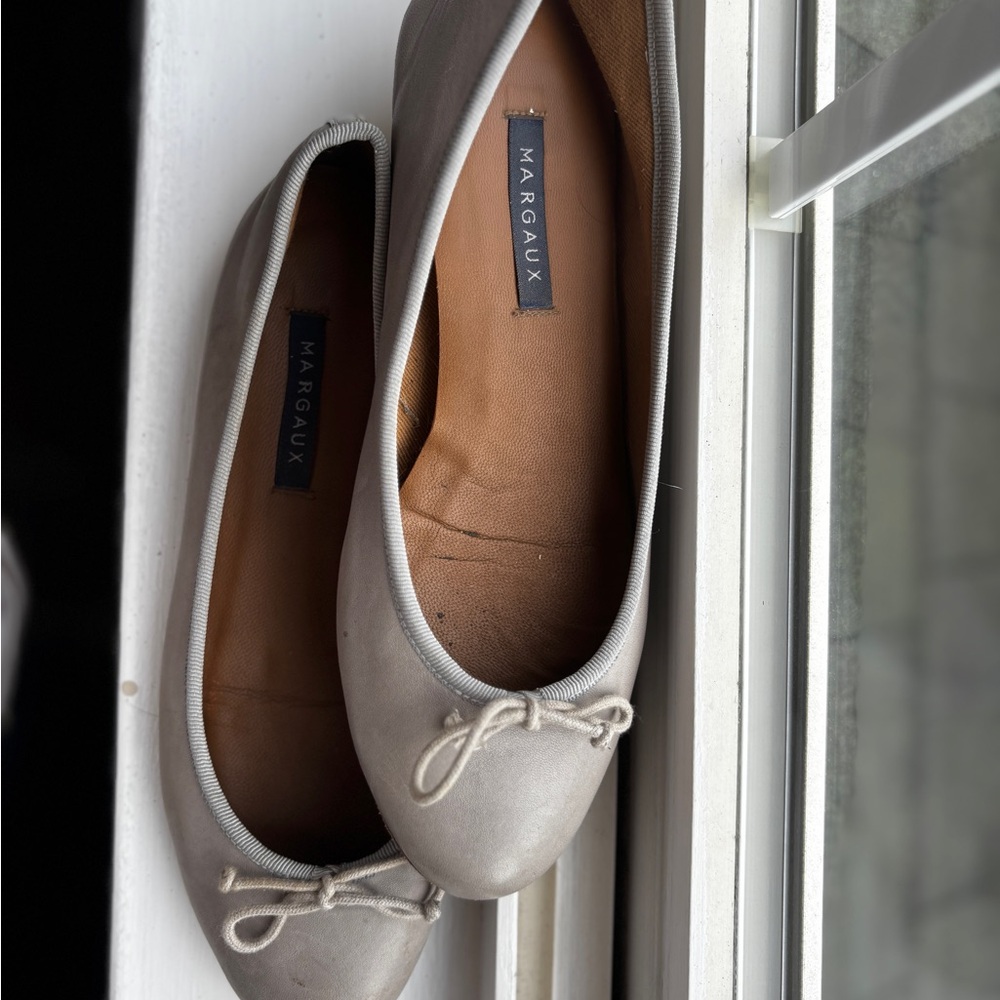 Margaux Gray Flats with Bow Detail